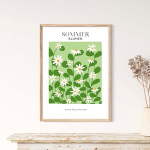 Sommer Blumen Plakat Gänseblümchen, Asthetic, Wandkunst, Digital