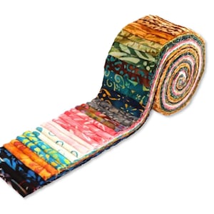 Pink Green Brown Batik Quilting Jelly roll Cotton Fabric Bundle 2.5"x 40" Strips