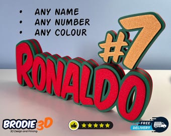 Personalized 3D Printed Name Plate, Desk Sign, Football Theme