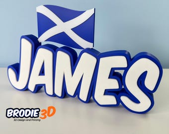 Anpassad 3D-tryckt skotsk saltire-namnskylt: Skotsk dekor