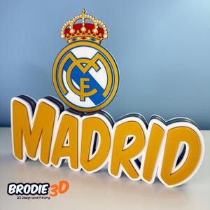 Personalized Real Madrid 3D Printed Name Plate | Soccer Fan Gift image 1