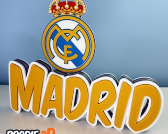 Placa de identificação personalizada do Real Madrid impressa em 3D | Presente para torcedor de futebol