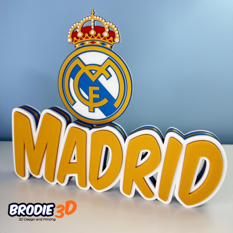 Personalized Real Madrid 3D Printed Name Plate | Soccer Fan Gift image 1