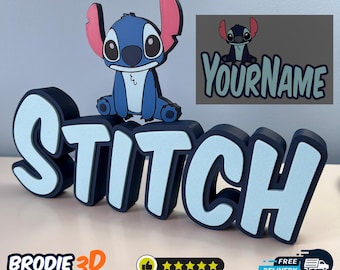 Custom 3D Printed Stitch Inspired Name Sign, Kids Room Decor