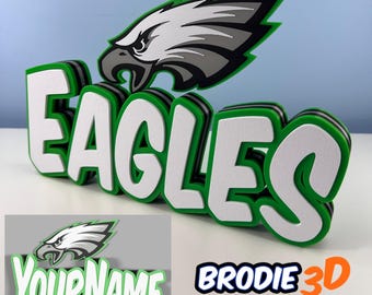 Placa con nombre de los Eagles impresa en 3D personalizada / Decoración personalizada de la NFL