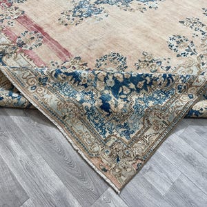 9x11 Pink Blue Brown Beige Persian Rug, 9x11 Persian Area Rug, Vintage Kitchen Bedroom Livingroom Diningroom Rug, Home Decor, 8.5x11.2 Ft