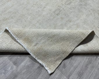5x8 Faded Beige Brown Oushak Rug, 5x8 Turkish Area Rug, Vintage Kitchen Bedroom Livingroom Bathroom Diningroom Kids Handmade Rug, 4.9x8.2 Ft