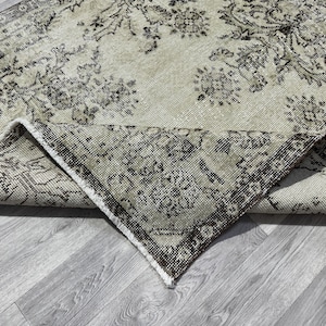 4x8 Brown Green Beige Vintage Rug, 4x8 Oushak Rug, Turkish Kitchen Bedroom Livingroom Kitchen Bathroom Diningroom Rug, Home Decor, 3.9x7.9Ft