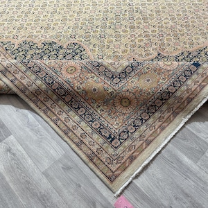 Tappeto persiano rosa, blu, verde e beige 10x14, tappeto Herzi per cucina, camera da letto, soggiorno, sala da pranzo, lavanderia, arredamento per la casa, 9,9x13,6 piedi
