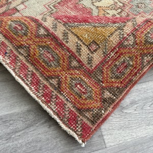 3x9 Turkish Red Orange Blue Runner Rug, 3x9 Vintage Runner Rug, Oriental Livingroom Hallway Narrow Entryway Runner, Home Decor, 2.7x9.1 Ft