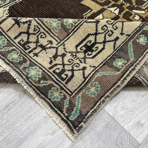 4x8 Brown Blue Beige Red Oushak Rug, 4x8 Turkish Rug, Vintage Kitchen Bedroom Livingroom Bathroom Diningroom Area Rug, Home Decor, 4.2x7.9Ft