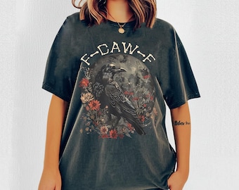 F-caw-f Crow Tee, Unisex Graphic T-shirt, Punny tshirt, Crow Tee Black Bird Lover Gift Funny Raven Shirt