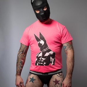 Pup Play T Shirt | Gay Kink Muscle Pup Graphic | Fetish Leather Dog Tee | Queer NSFW Alt Apparel