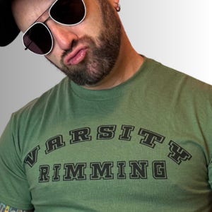 Varsity Style Gay Shirt | Funny Collegiate Tee for LGBTQ+ | Rimming-Inspired Graphic Gift for Him | Mature NSFW