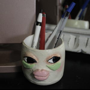 Hand Sculpted OOAK Eye Patch Person Trinket Tray / Jar / Container