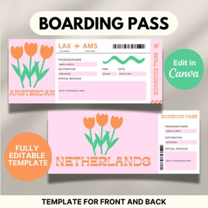 Printable Boarding Pass Gift Fake Boarding Ticket Custom Boarding Pass ...