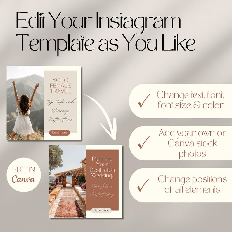 Travel Instagram Post Templates, Travel Agent Social Media, Instagram