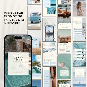 600 Travel Agent Instagram Templates: Social Media Posts & Stories Bundle (Canva)