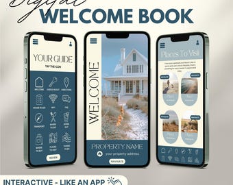 Airbnb Digital Welcome Book Template: Vacation Rental Host Guide (Canva)