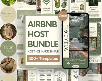 Airbnb & Vrbo Host Templates: Welcome Book, Signs, Instagram Posts for Holiday Home Rentals (Canva)