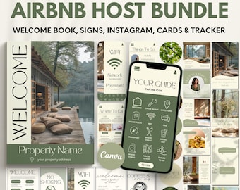 Airbnb Host Bundle: Welcome Book, Checklists, Instagram Posts (Canva Template)