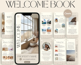 Airbnb Welcome Book Template: Digital & Printable Vacation Rental Guide for Hosts (Canva)