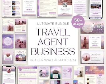 Travel Agent Business Templates: Forms, Proposals, Link in Bio & Social Media (Canva)