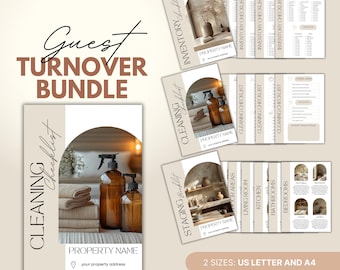 Airbnb Cleaning Checklist Bundle: Guest Turnover Guide (Canva Editable, Digital Download)