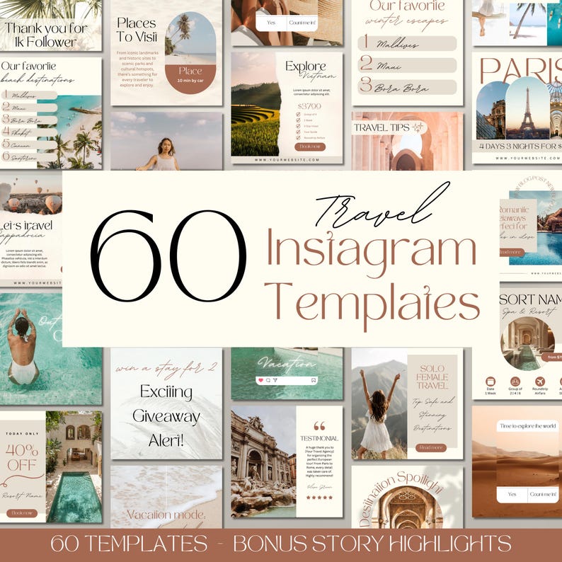 Travel Instagram Post Templates, Travel Agent Social Media, Instagram