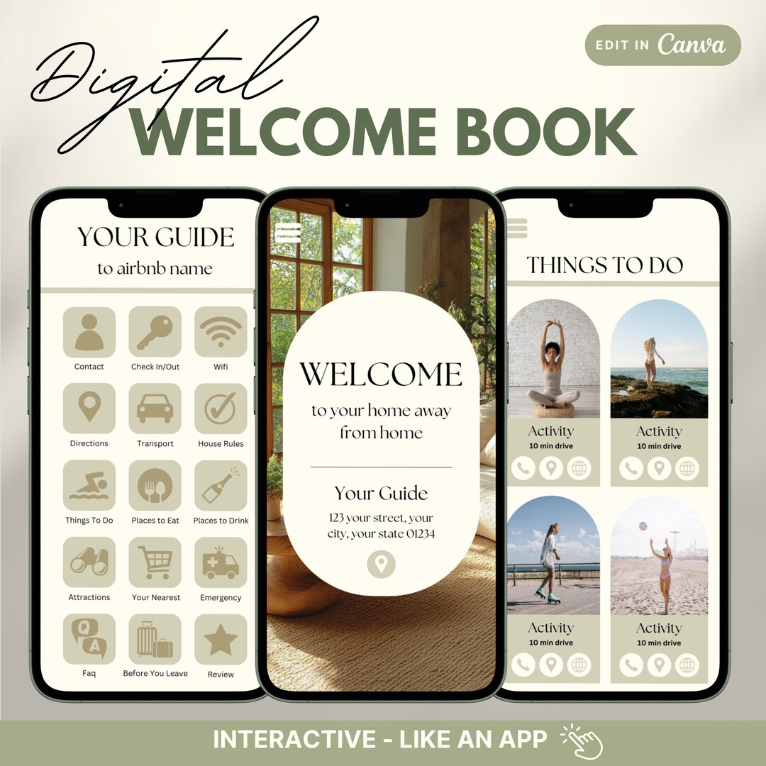 Airbnb Digital Book Template, Guide, Short Term