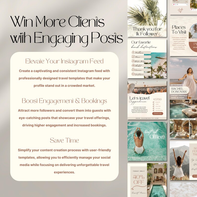 Travel Instagram Post Templates, Travel Agent Social Media, Instagram