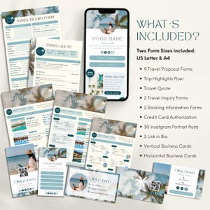 Travel Agent Business Bundle: Forms, Proposal Template, Link in Bio, Business Cards & Instagram Posts for Travel Agencies (Canva)