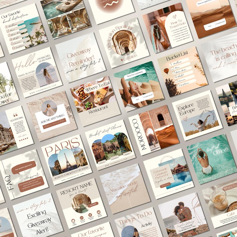 Travel Instagram Post Templates, Travel Agent Social Media, Instagram