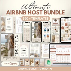 Airbnb Host Bundle: Digital & Printable Welcome Book, Instagram Templates (Canva)