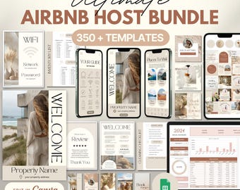 Offre groupée pour hôtes Airbnb : livre de bienvenue numérique et imprimable, modèles Instagram (Canva)