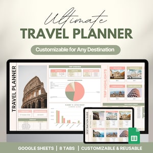 Google Sheets Travel Planner: Itinerary, Budget, Packing List (Digital Template)