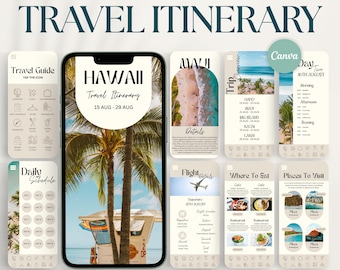 Hawaii Travel Itinerary Template: 40-Page Trip & Vacation Planner Digital + Printable (Canva)