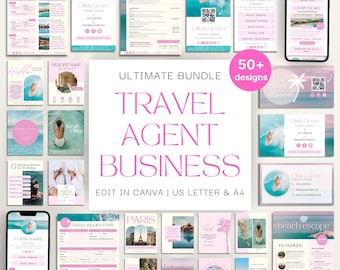 Travel Agent Business Templates: Forms, Proposals, Link in Bio & Social Media (Canva)