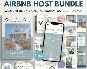 Airbnb Host Bundle: Welcome Book, Checklists, Instagram Posts (Canva Template)