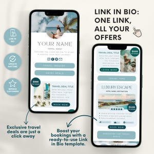 Travel Agent Business Bundle: Forms, Proposal Template, Link in Bio, Business Cards & Instagram Posts for Travel Agencies (Canva)