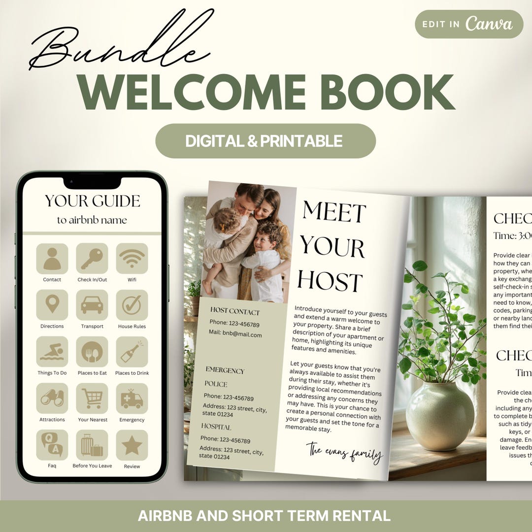Airbnb Book Bundle, Digital Guest Book, Guide Mobile