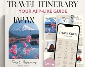 Travel Itinerary Template: 40-Page Travel Guide Digital & Printable Bundle (Canva)