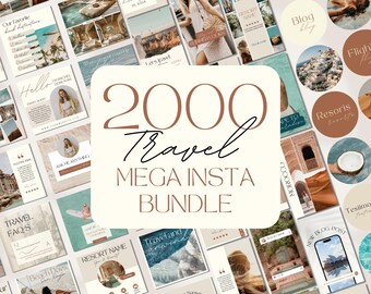 2000 Instagram-sjablonen voor reisbureaus: socialemediabundel (Canva)