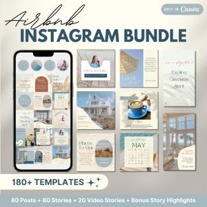 Airbnb Instagram Template Bundle: Social Media Posts, Stories, Highlight Covers (Canva)