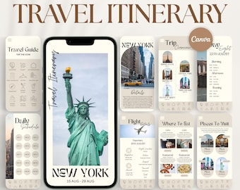 NYC Travel Itinerary Template: 35-Page Trip & Vacation Planner Digital + Printable (Canva)
