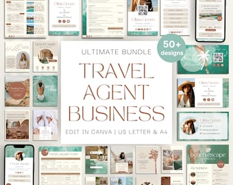Travel Agent Business Templates: Forms, Proposals, Link in Bio & Social Media (Canva)