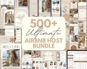 Offre groupée pour hôte Airbnb, livre de bienvenue, enseignes Airbnb, modèle de location à court terme, hébergement Instagram, réseaux sociaux, liste de contrôle de nettoyage, hôte VRBO