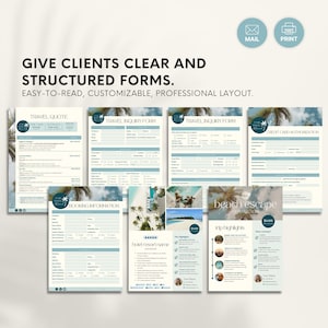 Travel Agent Business Bundle: Forms, Proposal Template, Link in Bio, Business Cards & Instagram Posts for Travel Agencies (Canva)