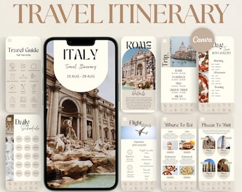 Italy Travel Itinerary Template: 40-Page Trip & Vacation Planner Digital + Printable(Canva)