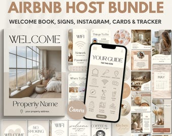 Airbnb Host Bundle: Welcome Book, Checklists, Instagram Posts (Canva Template)